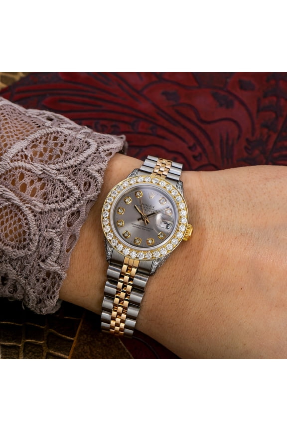 Pre-Owned Rolex Lady‑Datejust 26MM 6917 Silver Diamond Dial Two Tone Bracelet
