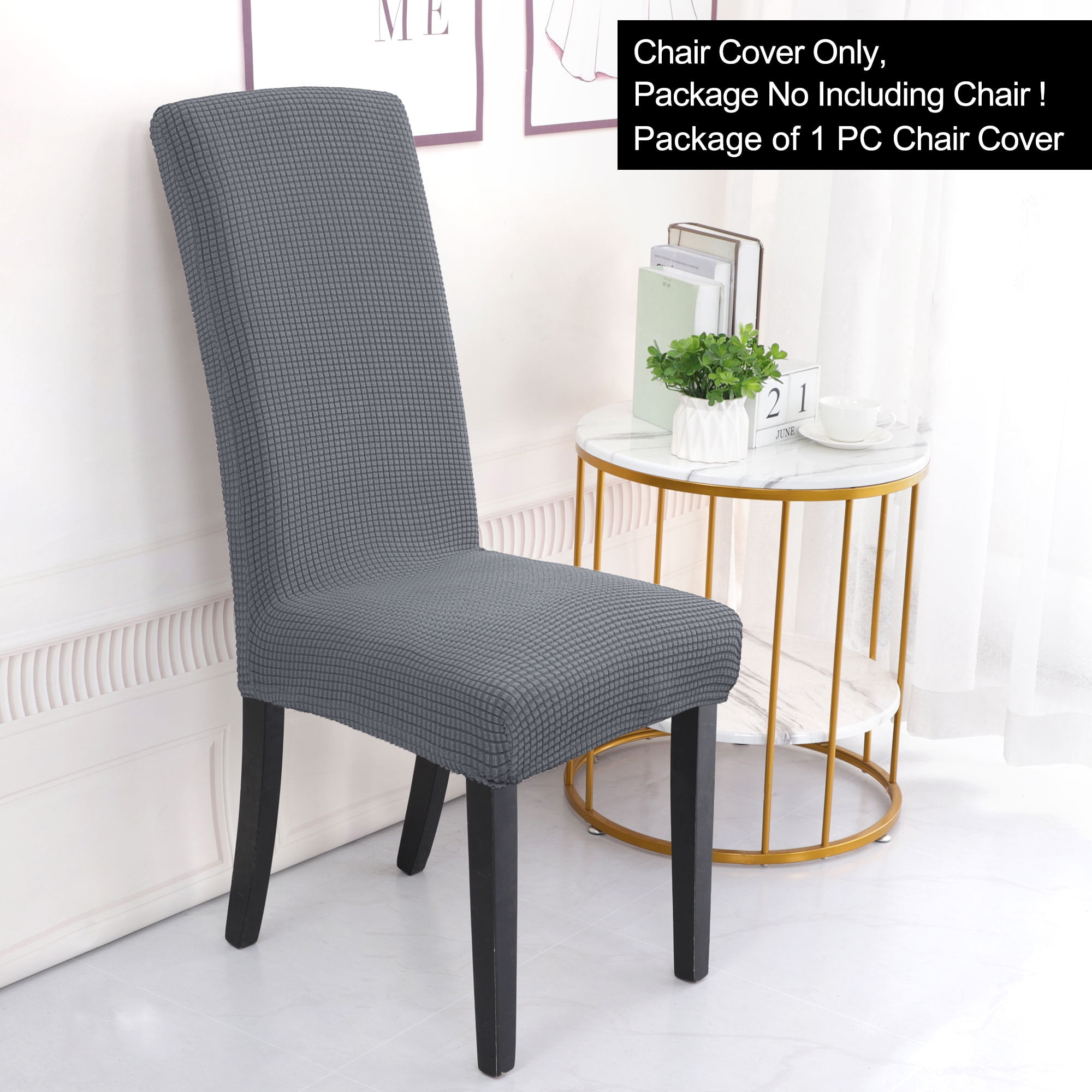 Unique Bargains Knit Spandex Seat Cover for Dining Chair Slipcovers Gray