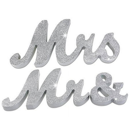 Large Metallice Gold or Silver Mr & Mrs Sign,MR MRS Wooden Letters,wedding,sweet table docoration (Silver)