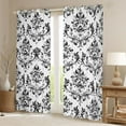 thumbnail image 2 of Manfei Vintage Western Damask Blackout Curtains Set of 2 (52x84 Each) for Adult, White Black Flower Print Window Curtains, Boho Mandala Curtains and Drapes, Curtains and Drapes Decor, 2 of 6