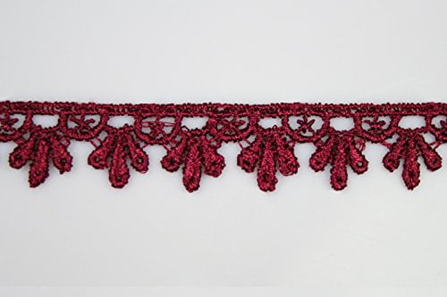 10 Colors Floral Embroidered Scalloped Venise Guipure Applique Lace Trim Burgundy