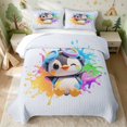 thumbnail image 2 of Erosebridal Penguin Bed Spread Queen for Boys Girls, Paint Splash Queen Coverlet Set, 3 Pieces 1 Quilt and 2 Pillowcases, 2 of 7