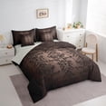 thumbnail image 3 of Manfei Baroque Floral 7-Piece Bedding Comforter Set,Damask Flower Print King Bedding Sets,Brown Black Bed Sheets For Adults,Ultra Soft Bedroom Decoration Reversible, 3 of 8