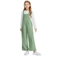 thumbnail image 4 of CYRBOKO Girls Fleece Overalls, Stretchy Thermal Winter Front Pocket Jumpsuits for Kids Green Size 9-10 T, 4 of 8