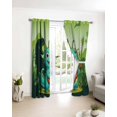 thumbnail image 3 of Funny Dinosaur Blackout Curtains for Bedroom/Living Room, Thermal Insulated Kitchen Curtains, Playing Guitar Palm Tropical Green Silhouette Grommet Darkening Window Treatment Drapes 52"x72"x2, 3 of 8