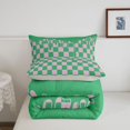 thumbnail image 5 of Manfei Contemporary Grid Queen Comforter Set,Checkered Art Comforter Sets Queen,Green Pink,Light Gray Reversible,3 Pieces,1 Comforter and 2 Pillowcases,3 Pieces,1 Comforter and 2 Pillowcases, 5 of 7