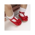 thumbnail image 2 of Franhais Newborn Anti-slip Shoes, Baby Girls Hollow-out Solid Color First Walking Shoes with Bow, 2 of 8