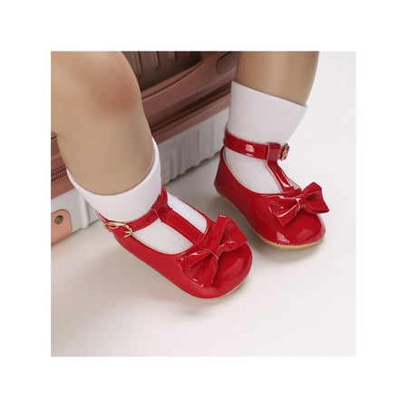 

Spring Autumn Baby Girls Shoes Cute Bow PU Leather Princess Party Dance Shoes Solid Color Kids Gilrs Flat Shoes First Walkers