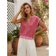 thumbnail image 3 of LMLYSoH Womens Knit Sweater Vest Sleeveless Round Neck Button Up Striped Tops for Casual Streetwear, 3 of 8