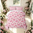 thumbnail image 2 of Erosebridal Watercolor Flamingo Animals Bed Spread Queen,Vintage Flowers Queen Coverlet Set,Pink Rose,3 Pieces,1 Quilt and 2 Pillowcases, 2 of 7