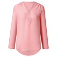 thumbnail image 3 of asdoklhq Womens Plus Size Clearance $5,Women Ladies Zipper Button Long Sleeves Loose Chiffon Shirt Clothing, 3 of 8