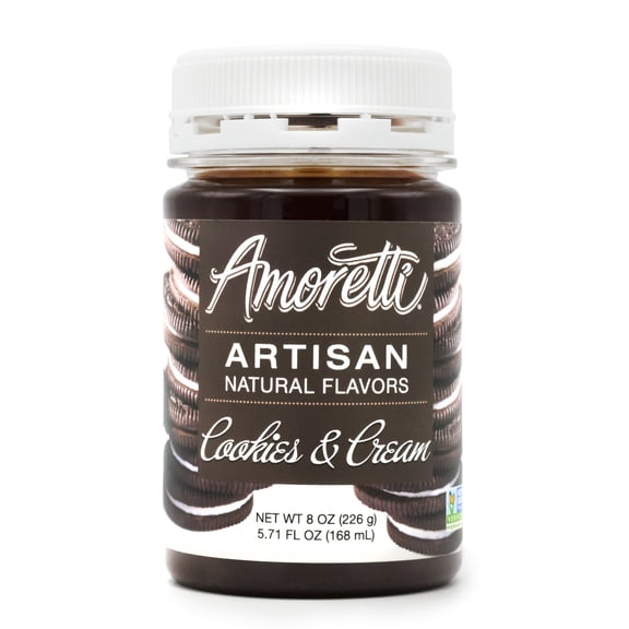Amoretti - Natural Cookies & Cream Artisan Flavor Paste 8 oz - Use In Pastry, Savory, Brewing & Ice Cream Applications, Preservative Free, Gluten Free, No Artificial Sweeteners, Highly Concentrated