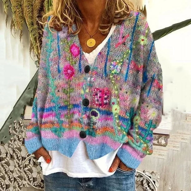 Suéter de Navidad con estampado de moda, abrigo informal, cárdigan de manga larga, ropa de calle Y2k, prendas de vestir para exteriores