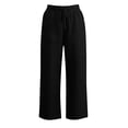 thumbnail image 4 of ITSAME Girls Pants, Cotton Linen High Waist Drawstring Kids Fashion Casual Wide Leg Pants Black 10-11T, 4 of 6