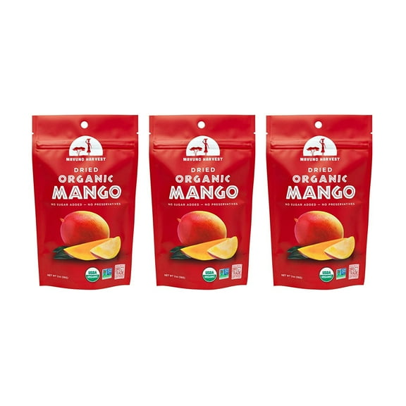 Mavuno Harvest Dried Organic Mango Snacks, 2 Ooz. (Pack of 3)
