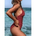 thumbnail image 3 of Women's One Piece Swimsuit Tummy Control V Neck Bathing Suits, 3 of 12