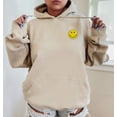 thumbnail image 2 of HAPPY FACE SEQUIN Patch Graphic Unisex Fleece Hooded Sweatshirt, 2 of 9