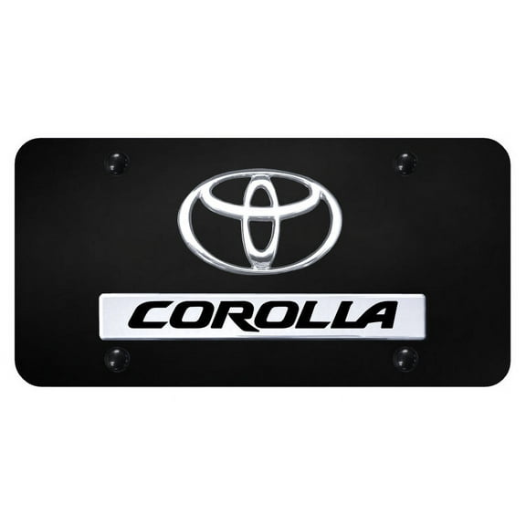Toyota Corolla 3D Chrome Logo Black Powder Coated License Plate Official License