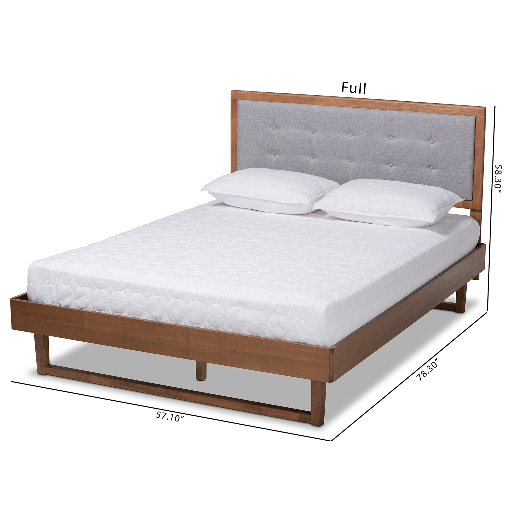 Baxton Studio Viviana Modern and Contemporary Light Grey Fabric Upholstered and Ash Walnut Finished Wood Queen Size Platform Bed