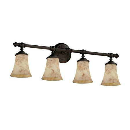 

Justice Design ALR-8524-20-DBRZ Alabaster Rocks Tradition - 31.5 Inch Bath Bar with Round Flared Alabaster Resin Shade Dark Bronze Incandescent Polished Chrome Finish