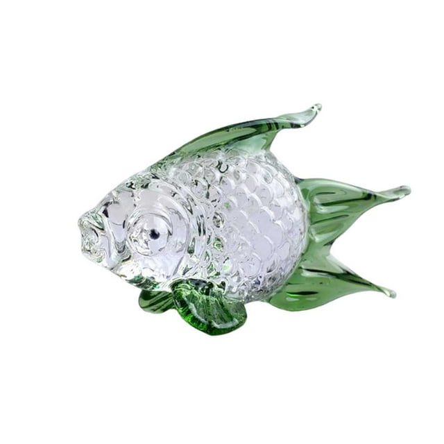 Youkk Glass Fish Shape Table Decor Portable Replacement Vivid Lifelike Colorful Home Computer Desk Ornament Decoration Green