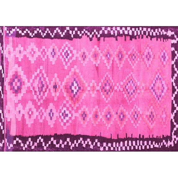Ahgly Company Indoor Rectangle Oriental Pink Traditional Area Rugs, 3' x 5'