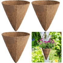 Mictong cone-shaped thickened flowerpot liner, coconut palm flowerpot gardening supplies, cone-shaped moss liner, coconut shell flowerpot basket liner, brown, 12 inches, 4 pieces