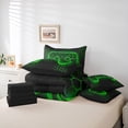thumbnail image 5 of Manfei Chic Green Honeycomb Bedding Comforter Set 7pcs, Video Game Controller King Bedding Sets, Modern Gaming Player Reversible Bed Sheets, Super Cozy Room Decor, 5 of 7