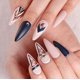 thumbnail image 1 of Uñas postizas de lujo UBIUO con pedrería, color almendra, mate, prensadas, largas, cobertura total, para mujeres y niñas, 24 unidades por juego. Nota: No., 1 of 5
