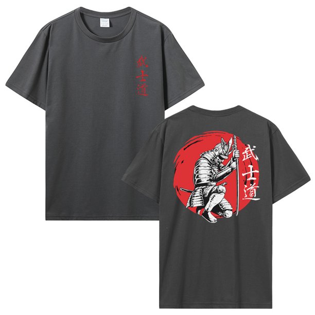 Nuevas camisetas de espíritu samurái japonés Camiseta de algodón con estampado trasero de estilo japonés para hombres Camiseta de Anime Bushido regalos para hombres camisetas ropa de calle