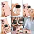 thumbnail image 6 of for Samsung Galaxy S23 Ultra Case Cute 6D Astronaut Case with Stand Function Luxury Plating Case Cover Slim Fit Soft TPU Shockproof Bumper Protective Electroplated Case for Girls Boys,Pink, 6 of 12