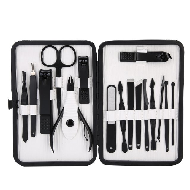 16 Uds cortaúñas de acero inoxidable tijeras para cejas cuchillo de pedicura juego de herramientas de manicura blanco
