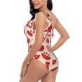 thumbnail image 5 of Yiaed Tomatoes Print Women One Piece Swimsuits Tummy Control One Shoulder Bathing Suits Pattern Ruffle Swimwear-Large, 5 of 8