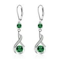 thumbnail image 2 of Lancharmed Cute Earrings for Women Ear Hook Micro Emerald Zirconia Dangle Silver Plated Earring Gifts for Women, 2 of 8