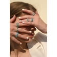 thumbnail image 2 of VR Jewels Dainty Round Cut Stackable Turquoise Unisex Band Ring In 14K Solid Yellow Gold- Everyday Jewelry, 2 of 6
