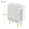 thumbnail image 6 of Small Bathroom Vanity Sink Combo 21.6", White Bathroom Cabinet Vanity with Rectangle Ceramic Vessel Sink and Right Side Storage, Freestanding Bathroom Vanity Cabinet with Single Sink, Gold Metal Leg, 6 of 9