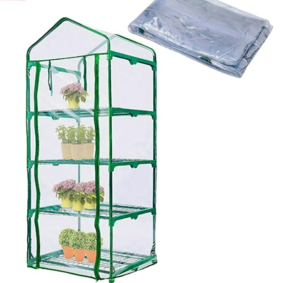 4-Tier Mini Greenhouse Cover Plant Protection Cover with Door Smile Home