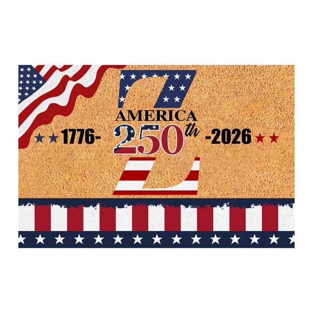 SIfdSeng Custom Last Name Doormat for 4th of July Patriotic Front Door Welcome Mat with and Design
