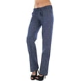 thumbnail image 4 of ToBeInStyle Women's Cozy Linen-Cotton Blend Heather Dye Pants - Navy - Small, 4 of 7