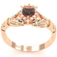 thumbnail image 5 of Claddagh Garnet Diamond Ring In Solid 14k Rose Gold, 5 of 6