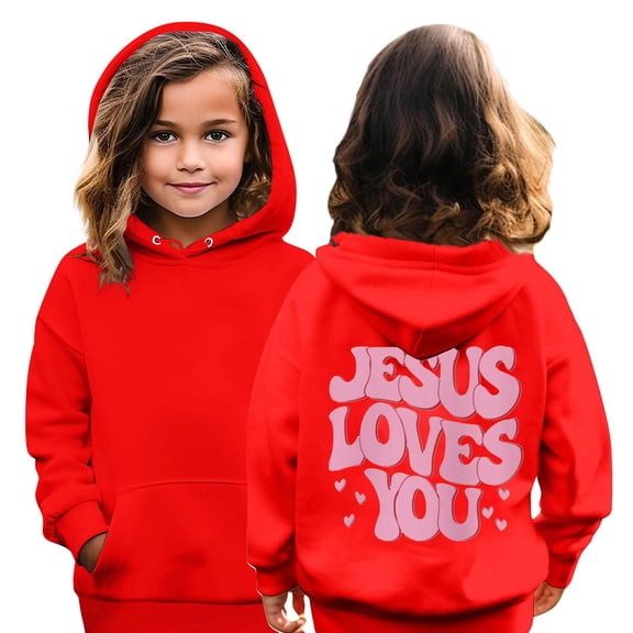 Grblisyd Jesus Loves You Christian Hoodie for Girls God Bible Verse Religious Faith Sweatshirt Cute Graphic Top