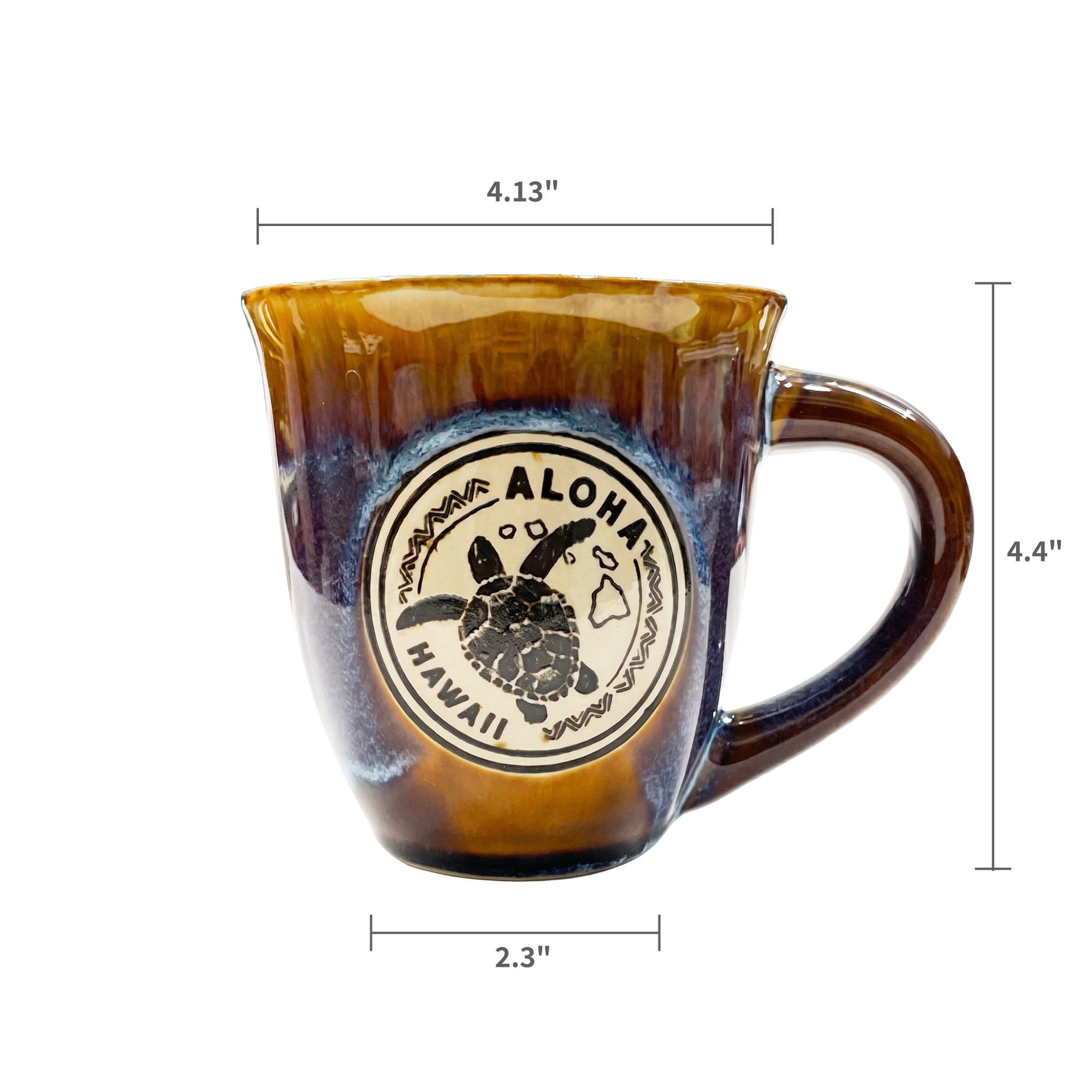 Island Crew Aloha Honu Ceramic Mug, Hand-Painted, 15 oz, Microwave Safe