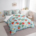 thumbnail image 4 of Manfei Teens Fruit Strawberry 7-Piece Twin Bedding Sets, Blue Cartoon Bedding Comforter Set, Tropic Flower Plant Reversible Sheet Sets, Microfiber Bedroom Decor, 4 of 8