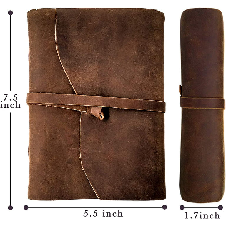Vintage Leather Journal - Antique Handmade Deckle Edge Vintage Paper Leather Bound Journal - Book of Shadows Journal - Leather Sketchbook - Drawing