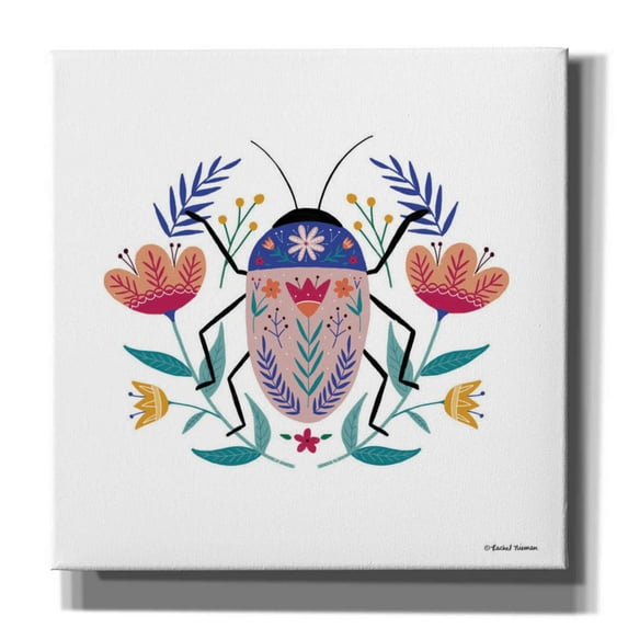 Epic Graffiti 'Folk Art Beetle' by Rachel Nieman, Canvas Wall Art, 26"x26"