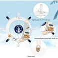 thumbnail image 2 of Bienvenido Rueda de barco de madera de 28CM con cuerda, barco de madera, volante náutico, timón, decoración de pared, adorno colgante para puerta, 2 of 5