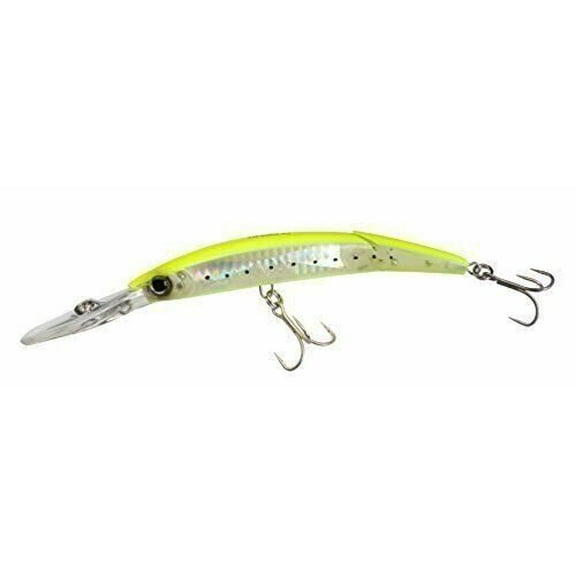 Yo-Zuri Crystal 3D Minnow Deep Diver Jointed Lure, Chartreuse Silver, 5-1/4-Inch