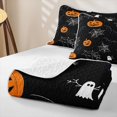 thumbnail image 4 of Homewish Halloween Ghost Bat Twin Quilt Set, Spider Web Pumpkin Twin Coverlet Set, Black Orange, 2 Pieces 1 Bedspread and 1 Pillowcase, 4 of 7
