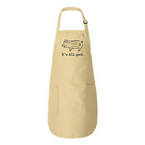 Pig Cuts Its All Good Full-Length Apron with Pockets Natural One Size