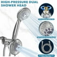 thumbnail image 7 of Cshidworld Premium High Pressure Dual Shower Head, 3-Way Rainfall Combo, 5 Spray Handheld Shower Head and 5 Spray Rain Showerhead with 60” Stainless Steel Hose Separately or Together, Chrome, 7 of 7